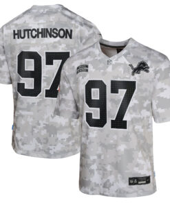 Aidan Hutchinson Detroit Lions Youth 2024 Salute to Service Game Jersey - Arctic Camo